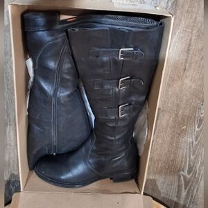Ecco Black leather Hobart Boots Triple Buckle